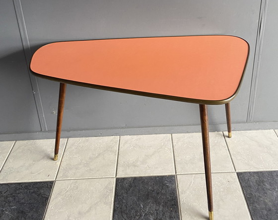 Image 1 of Peach Pink formica table 1960s 