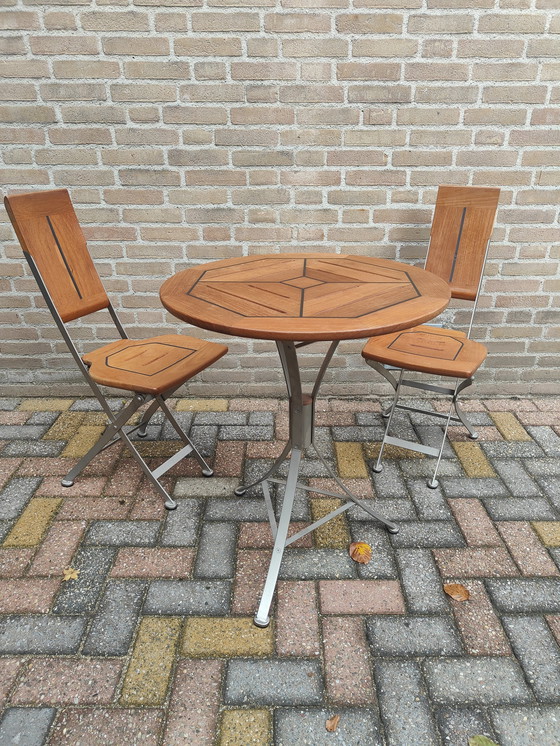 Image 1 of 2 Two Cappuccino Folding Chair And Folding Table Original Set