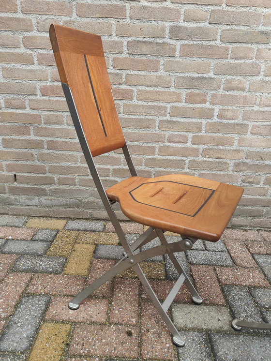 Image 1 of 2 Two Cappuccino Folding Chair And Folding Table Original Set