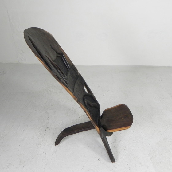 Image 1 of Solid ebony Makonde Palaver chair, 1970s