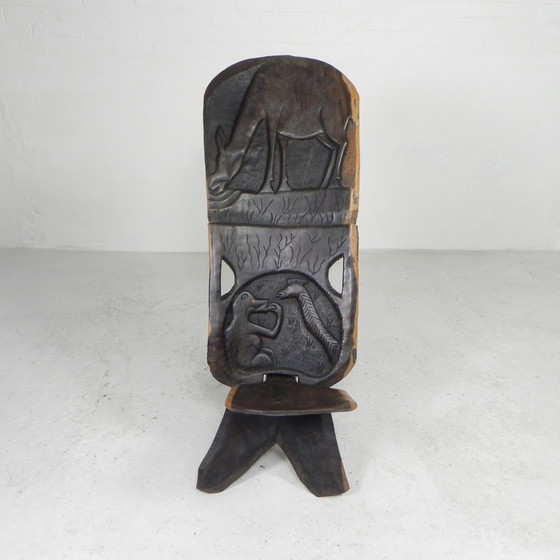 Image 1 of Solid ebony Makonde Palaver chair, 1970s