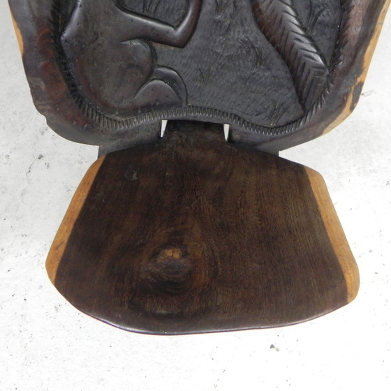 Image 1 of Solid ebony Makonde Palaver chair, 1970s