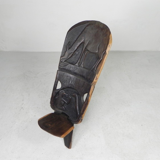 Image 1 of Solid ebony Makonde Palaver chair, 1970s