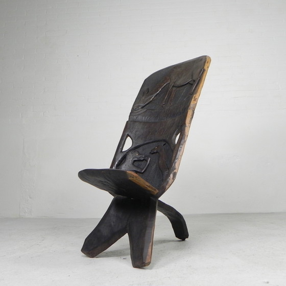 Image 1 of Solid ebony Makonde Palaver chair, 1970s