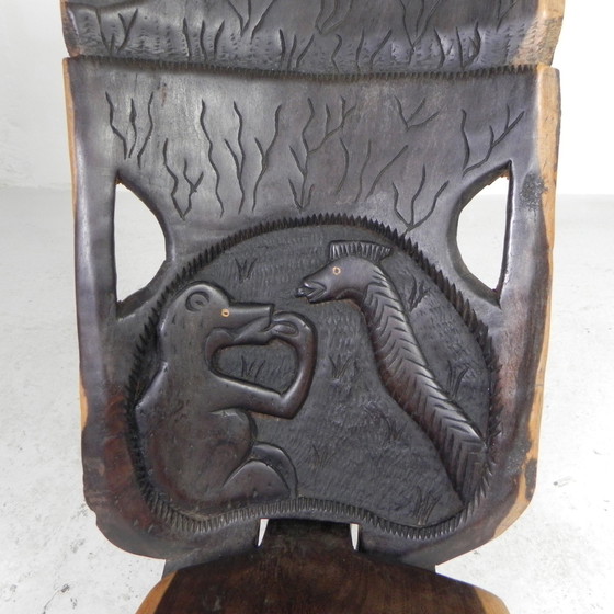 Image 1 of Solid ebony Makonde Palaver chair, 1970s