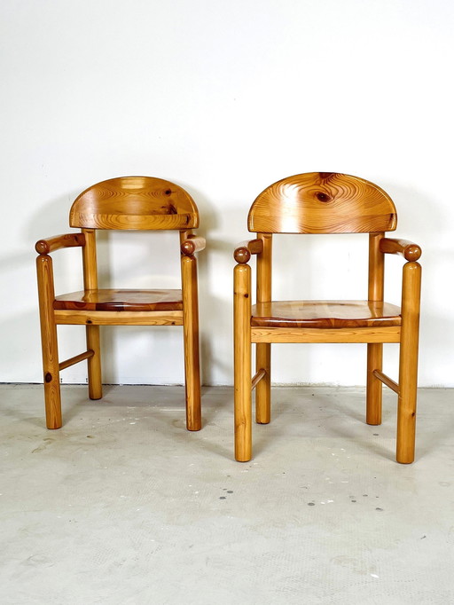 2 Pine Chairs With Armrest By R. Daumiller