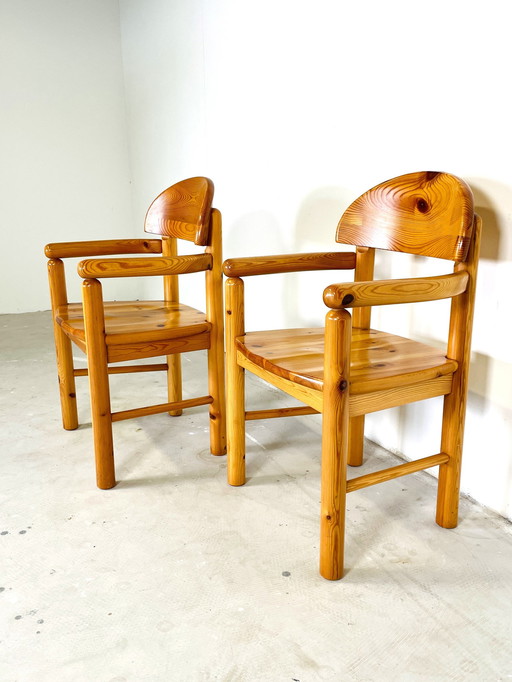 2 Pine Chairs With Armrest By R. Daumiller