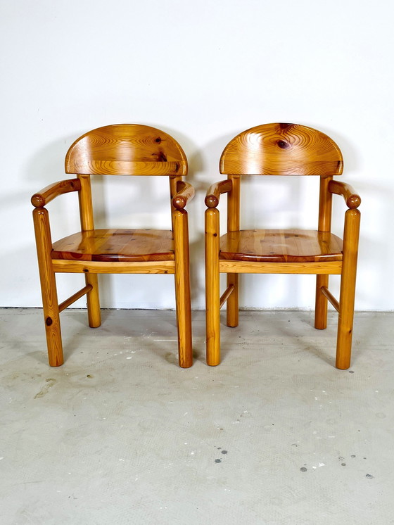 Image 1 of 2 Pine Chairs With Armrest By R. Daumiller