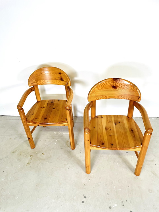 Image 1 of 2 Pine Chairs With Armrest By R. Daumiller