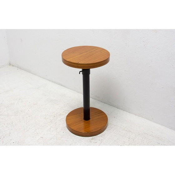 Image 1 of Art deco vintage cherry wood round side table, Czechoslovakia 1930s