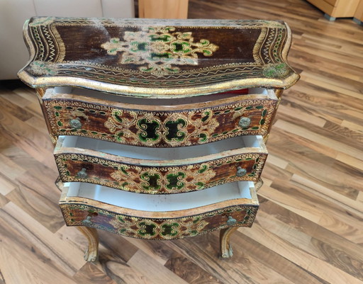 Period furniture chest of drawers with three drawers, used, 70s, heirloom