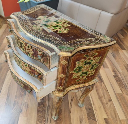 Period furniture chest of drawers with three drawers, used, 70s, heirloom