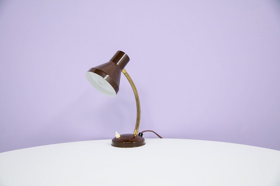 Image 1 of brown metal desk lamp bendable