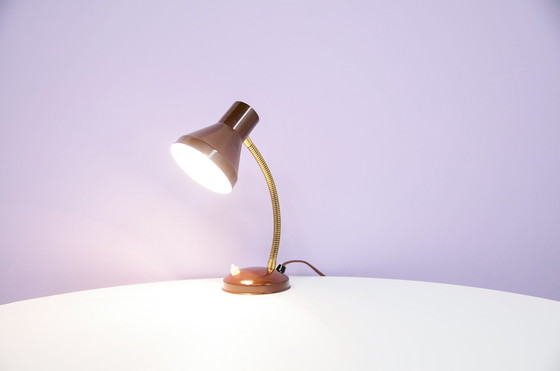 Image 1 of brown metal desk lamp bendable