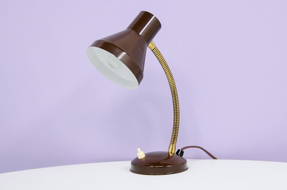 Image 1 of brown metal desk lamp bendable