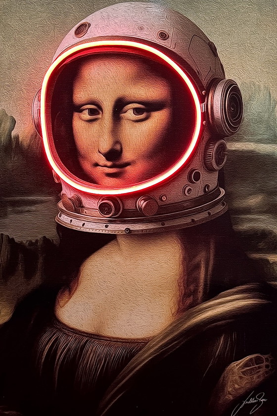 Image 1 of LedMansion Gioconda Astronaut Red PopArt Wall Art Led Lamp