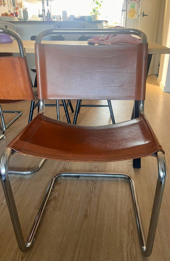 Image 1 of Tubular Chairs With Leather Seat And Back