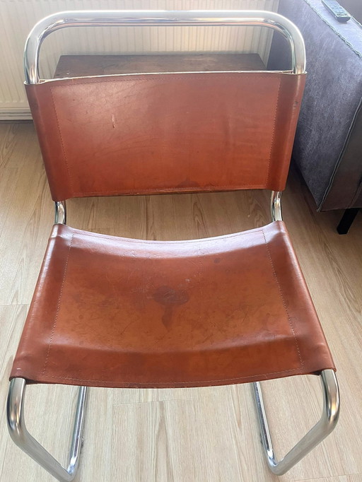 Tubular Chairs With Leather Seat And Back