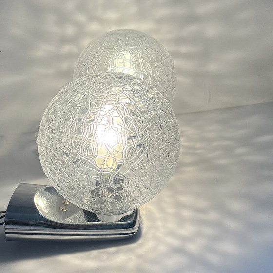 Image 1 of Pair of vintage chrome plastic and glass wall lamps for DusselPlastic, Germany 1980