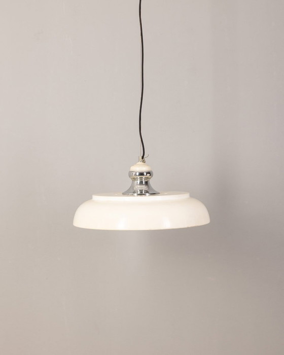 Image 1 of Vintage Italian Chandelier in White Metal, 1970s