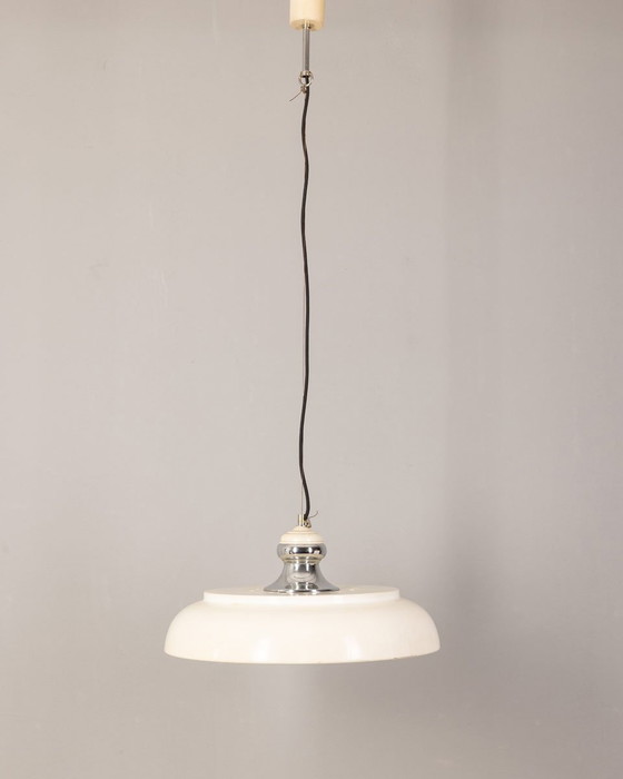 Image 1 of Vintage Italian Chandelier in White Metal, 1970s