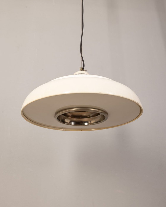 Image 1 of Vintage Italian Chandelier in White Metal, 1970s