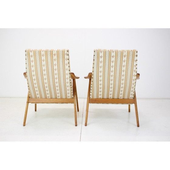 Image 1 of Mid-century wood and fabric armchair, Czechoslovakia 1960s
