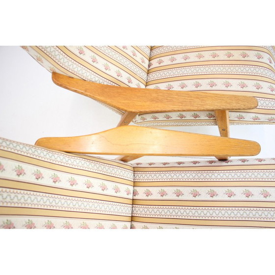 Image 1 of Mid-century wood and fabric armchair, Czechoslovakia 1960s