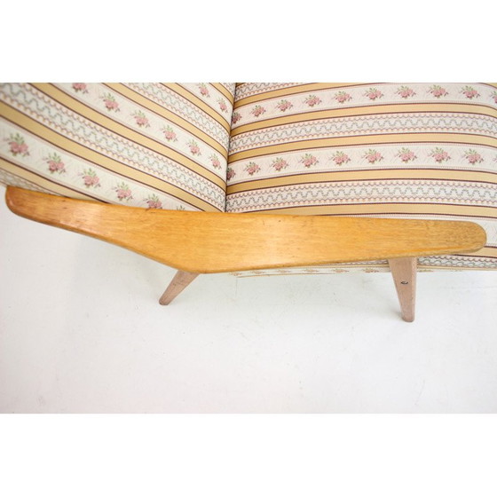 Image 1 of Mid-century wood and fabric armchair, Czechoslovakia 1960s