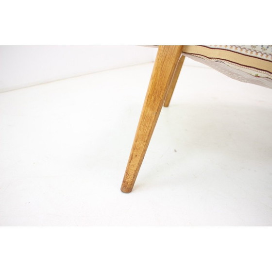 Image 1 of Mid-century wood and fabric armchair, Czechoslovakia 1960s