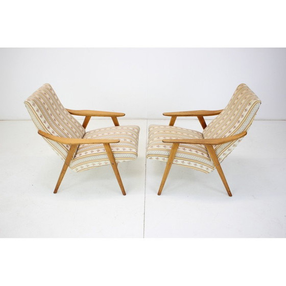 Image 1 of Mid-century wood and fabric armchair, Czechoslovakia 1960s