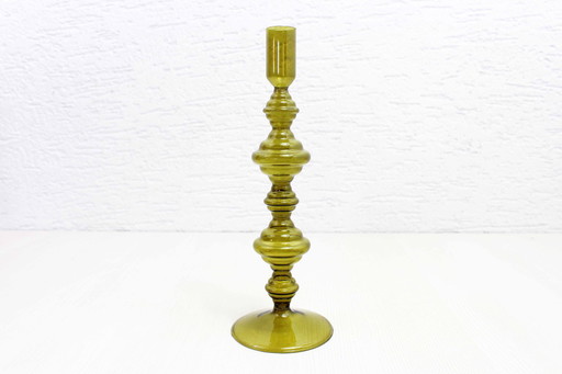 Vintage Amber Glass Candle Holder 1980