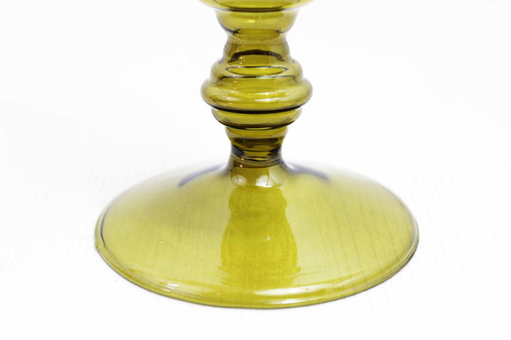 Image 1 of Vintage Amber Glass Candle Holder 1980