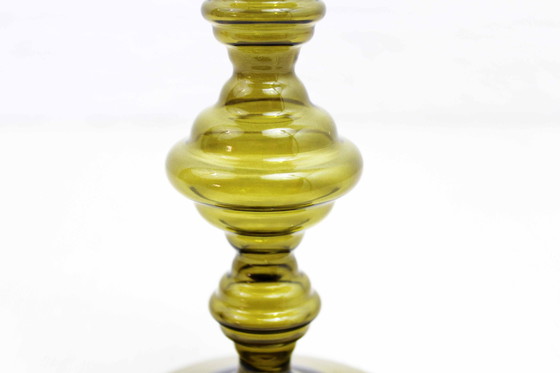 Image 1 of Vintage Amber Glass Candle Holder 1980