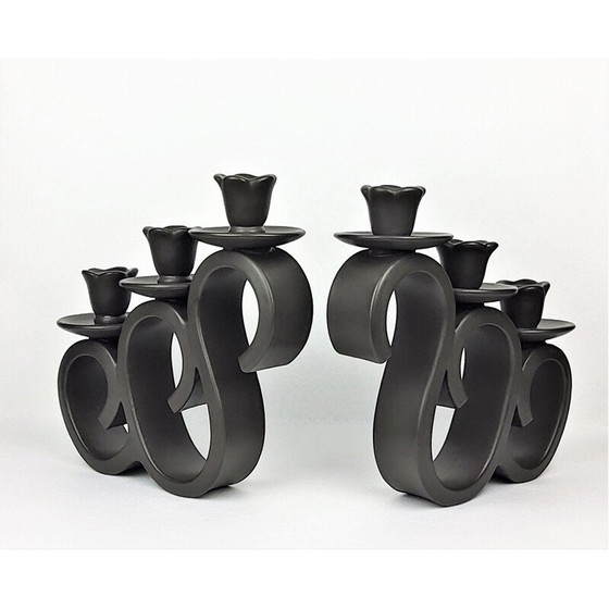 Image 1 of Pair of vintage ceramic candlestick by Giraud-Vallauris, France 1950
