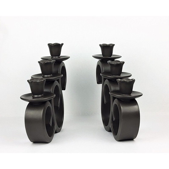 Image 1 of Pair of vintage ceramic candlestick by Giraud-Vallauris, France 1950