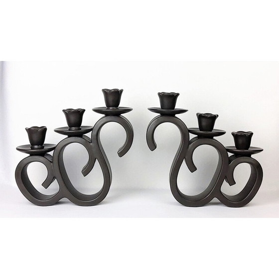 Image 1 of Pair of vintage ceramic candlestick by Giraud-Vallauris, France 1950
