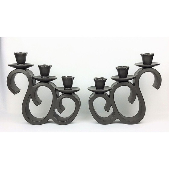 Image 1 of Pair of vintage ceramic candlestick by Giraud-Vallauris, France 1950