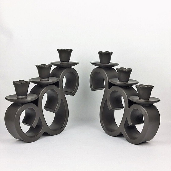Image 1 of Pair of vintage ceramic candlestick by Giraud-Vallauris, France 1950