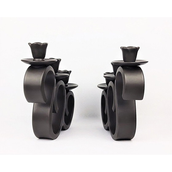 Image 1 of Pair of vintage ceramic candlestick by Giraud-Vallauris, France 1950