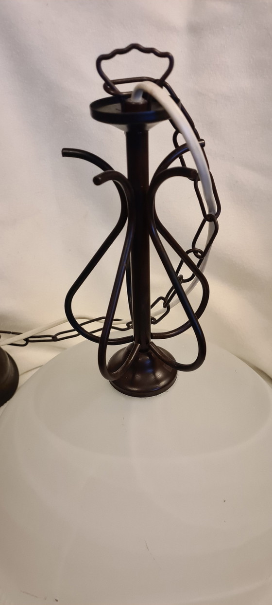 Image 1 of Bonalux frosted glass metal hanging lamp floral pattern