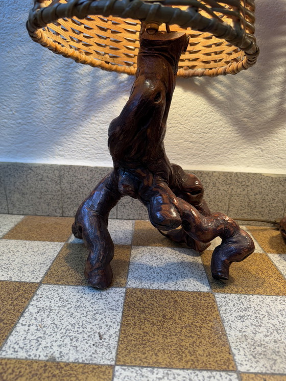 Image 1 of Lampade in rattan e vite anni '60 (X2)