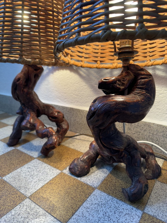 Image 1 of Lampade in rattan e vite anni '60 (X2)