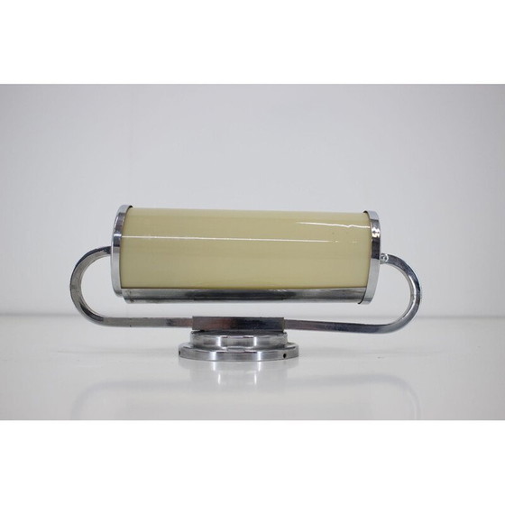 Image 1 of Vintage wall lamp in chrome and opaline glass, Czechoslovakia 1930