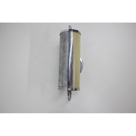 Image 1 of Vintage wall lamp in chrome and opaline glass, Czechoslovakia 1930