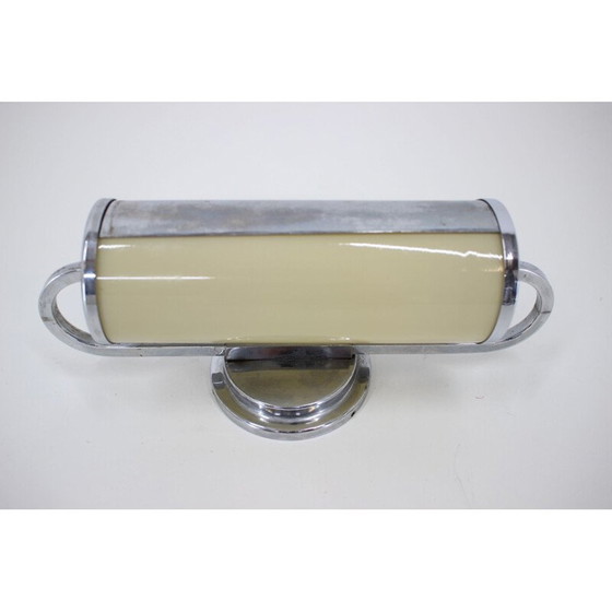 Image 1 of Vintage wall lamp in chrome and opaline glass, Czechoslovakia 1930