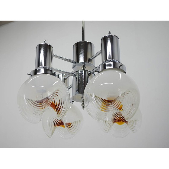 Image 1 of Lampadario vintage in vetro di Murano e cromo, Italia 1970