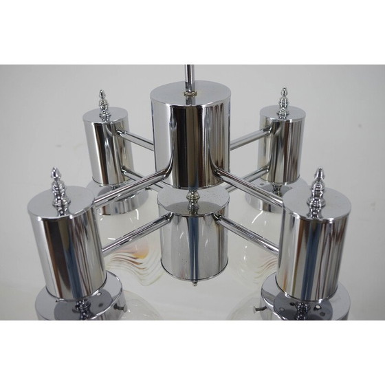 Image 1 of Lampadario vintage in vetro di Murano e cromo, Italia 1970