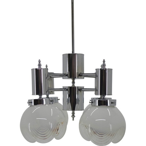 Image 1 of Lampadario vintage in vetro di Murano e cromo, Italia 1970