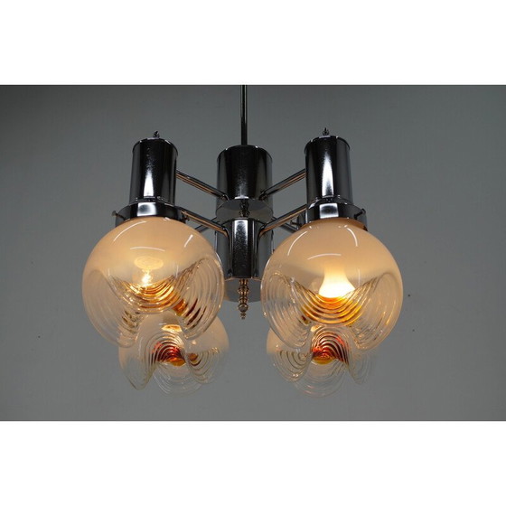 Image 1 of Lampadario vintage in vetro di Murano e cromo, Italia 1970